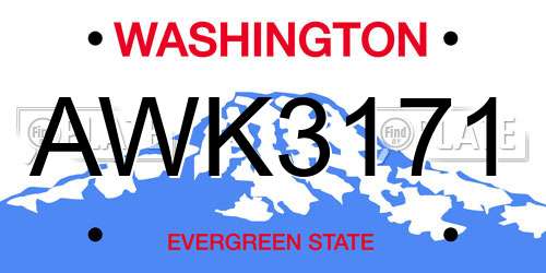 AWK3171 Washington License Plate