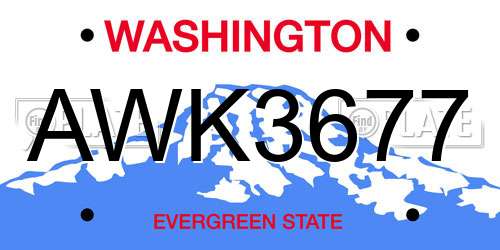 AWK3677 Washington License Plate