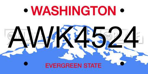 AWK4524 Washington License Plate