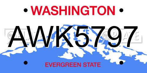 AWK5797 Washington License Plate