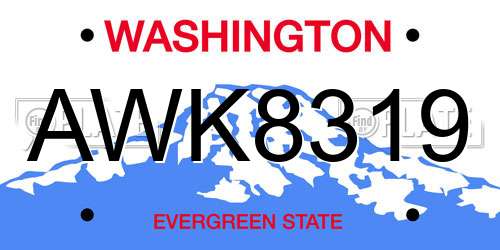 AWK8319 Washington License Plate
