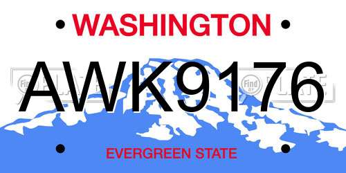 AWK9176 Washington License Plate