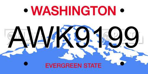 AWK9199 Washington License Plate