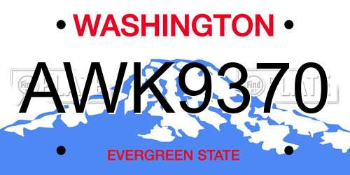 AWK9370 Washington License Plate