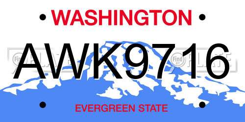 AWK9716 Washington License Plate