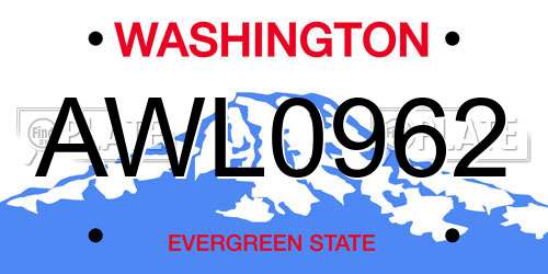 AWL0962 Washington License Plate