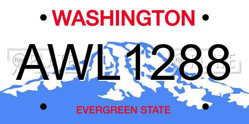 AWL1288 Washington License Plate