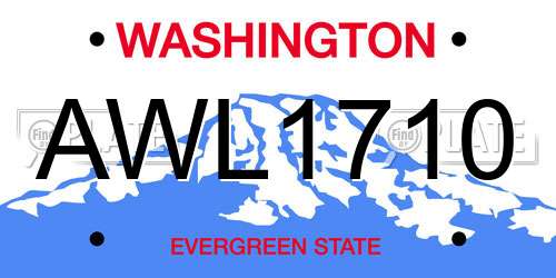 AWL1710 Washington License Plate
