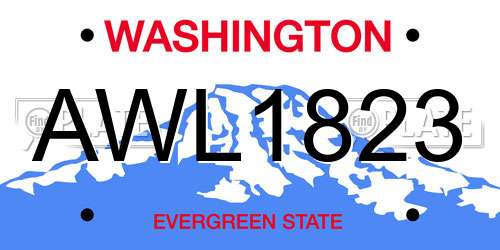 AWL1823 Washington License Plate