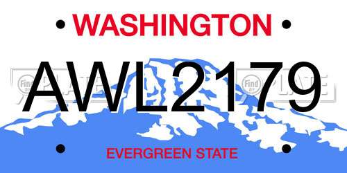 AWL2179 Washington License Plate
