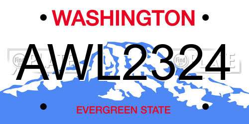 AWL2324 Washington License Plate