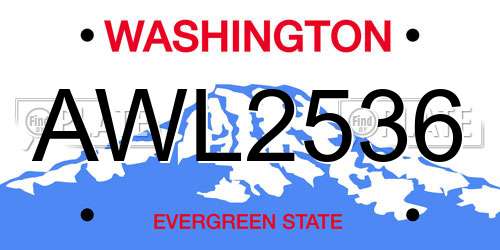 AWL2536 Washington License Plate