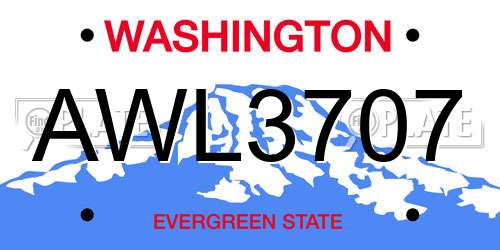 AWL3707 Washington License Plate
