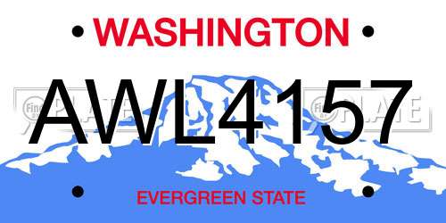 AWL4157 Washington License Plate