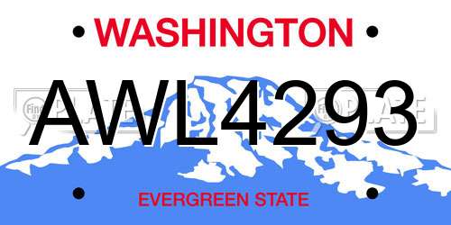 AWL4293 Washington License Plate