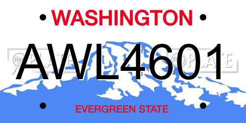 AWL4601 Washington License Plate