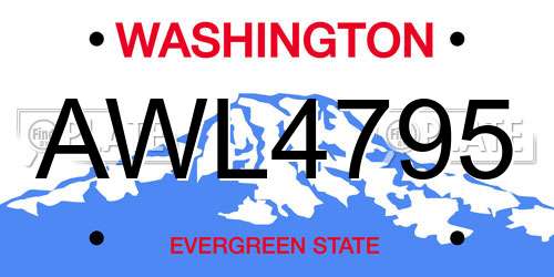 AWL4795 Washington License Plate