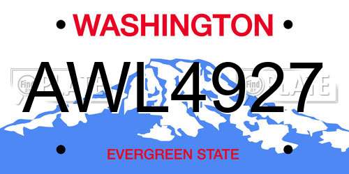 AWL4927 Washington License Plate