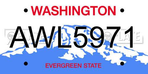 AWL5971 Washington License Plate