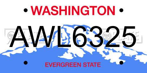 AWL6325 Washington License Plate
