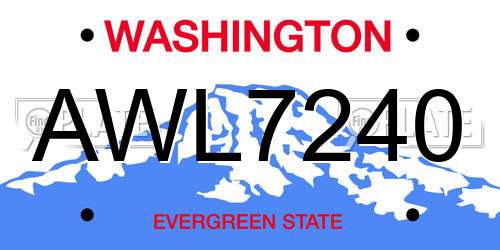 AWL7240 Washington License Plate