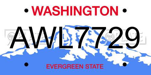 AWL7729 Washington License Plate