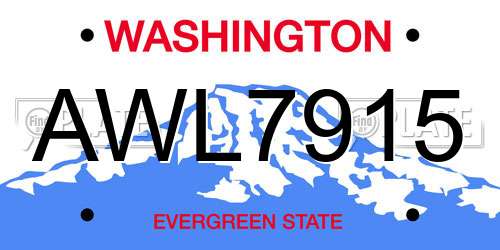 AWL7915 Washington License Plate