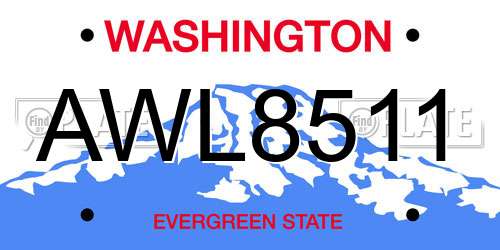 AWL8511 Washington License Plate