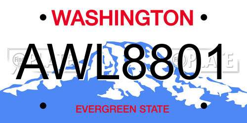 AWL8801 Washington License Plate