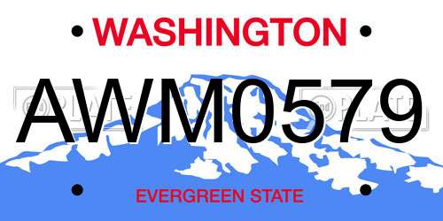 AWM0579 Washington License Plate