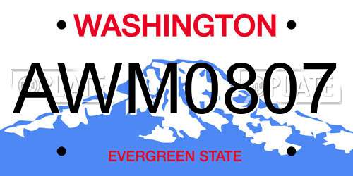 AWM0807 Washington License Plate