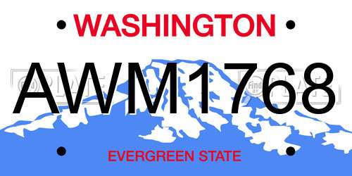 AWM1768 Washington License Plate
