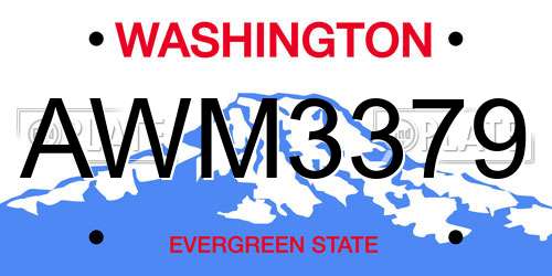 AWM3379 Washington License Plate