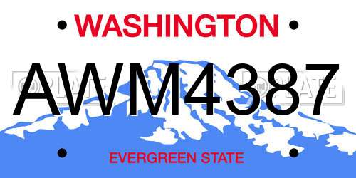 AWM4387 Washington License Plate