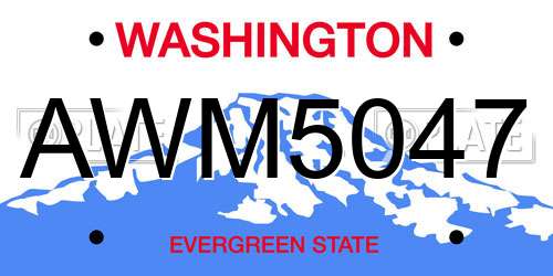 AWM5047 Washington License Plate