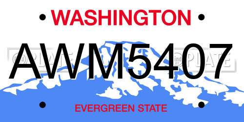 AWM5407 Washington License Plate