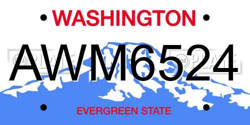 AWM6524 Washington License Plate