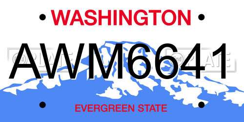 AWM6641 Washington License Plate