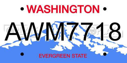 AWM7718 Washington License Plate