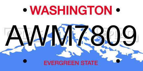 AWM7809 Washington License Plate
