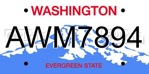 AWM7894 Washington License Plate