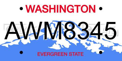 AWM8345 Washington License Plate