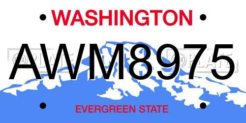 AWM8975 Washington License Plate