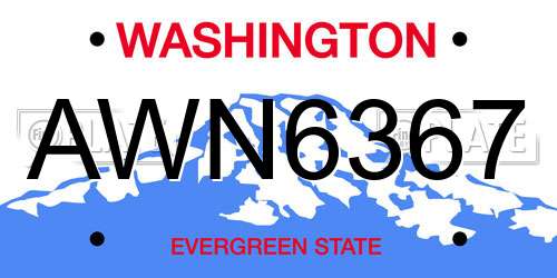 AWN6367 Washington License Plate