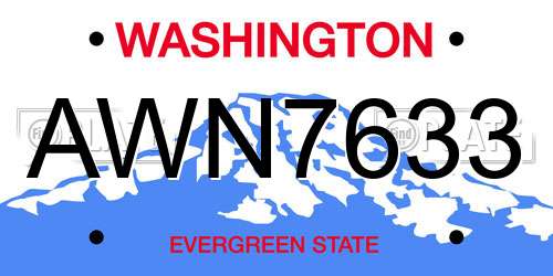 AWN7633 Washington License Plate