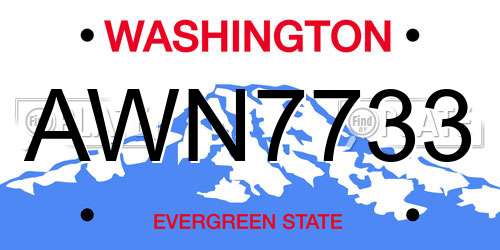 AWN7733 Washington License Plate