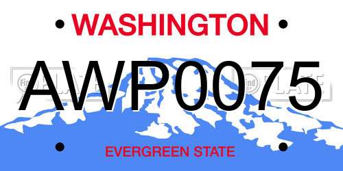 AWP0075 Washington License Plate