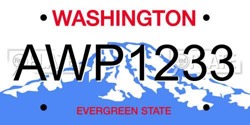 AWP1233 Washington License Plate