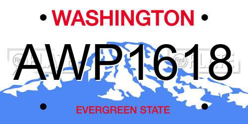AWP1618 Washington License Plate
