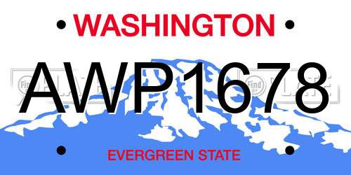 AWP1678 Washington License Plate